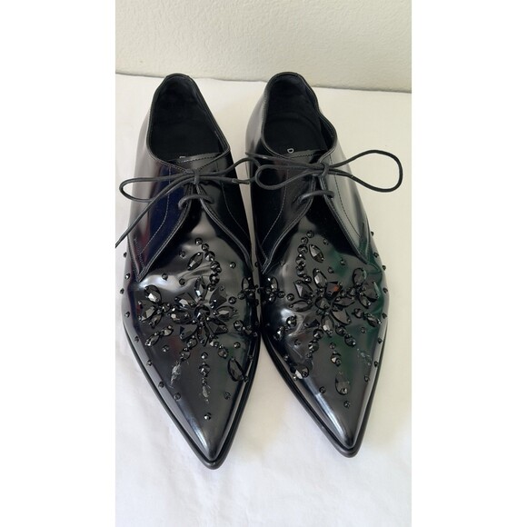 Dolce & Gabbana Black Crystal Oxford Shoes Authenticated Patent Leather Italy Sz main image 10